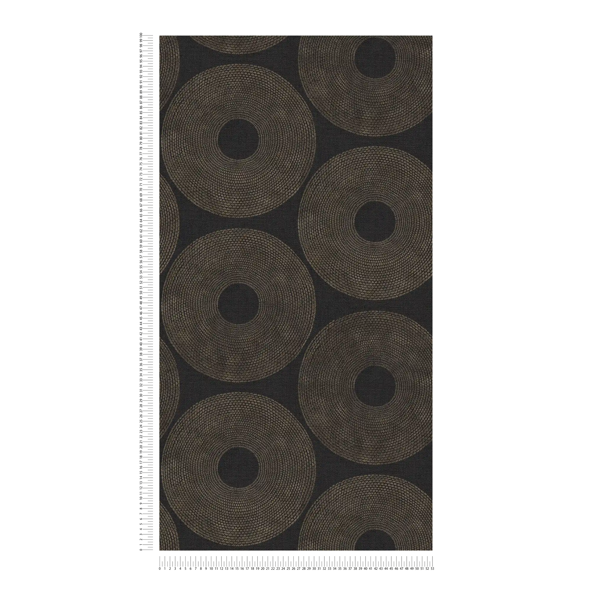             Ethno Tapete Kreise mit Strukturdesign – Grau, Braun
        
