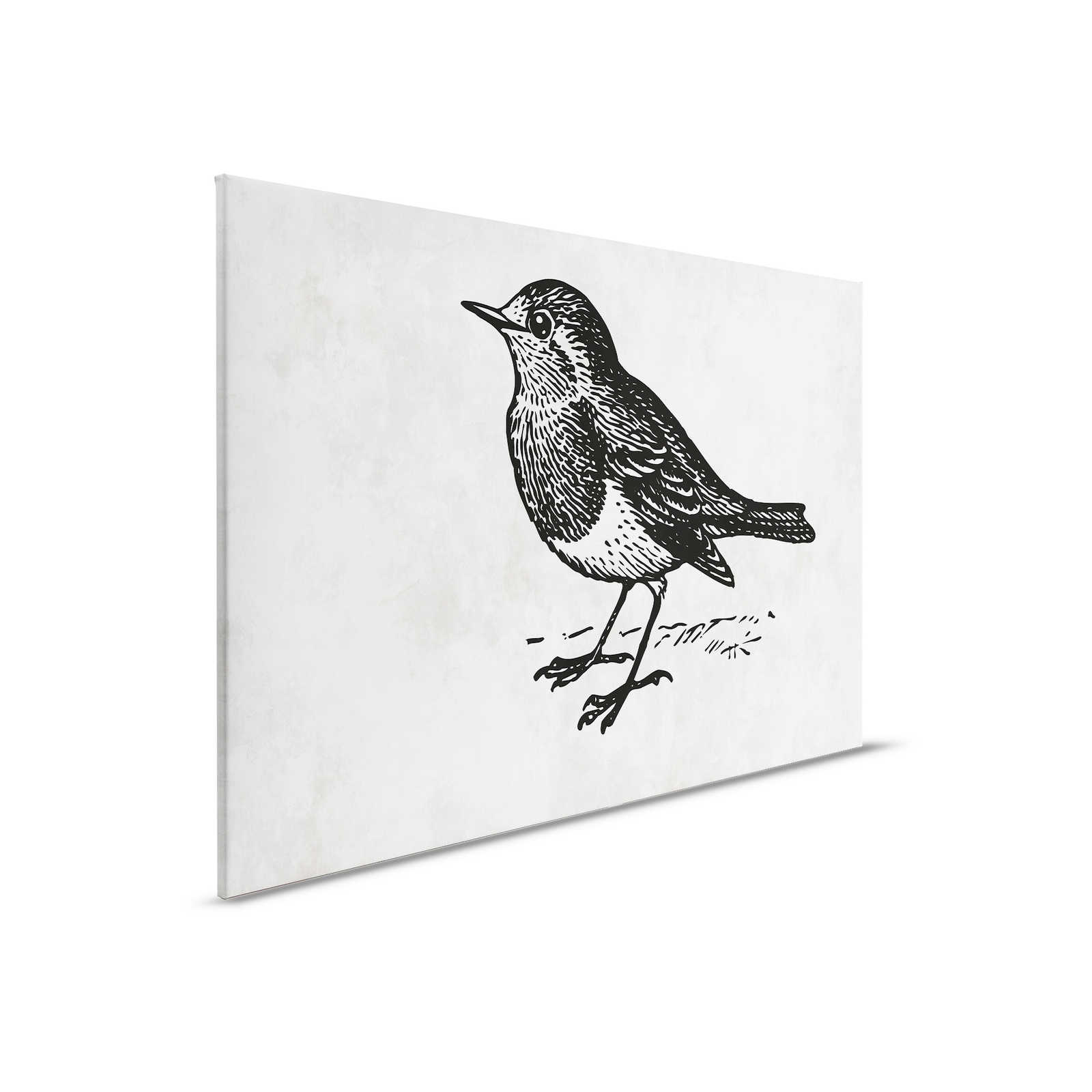         Schwarz-Weißes Leinwandbild mit Vogel – 0,90 m x 0,60 m
    