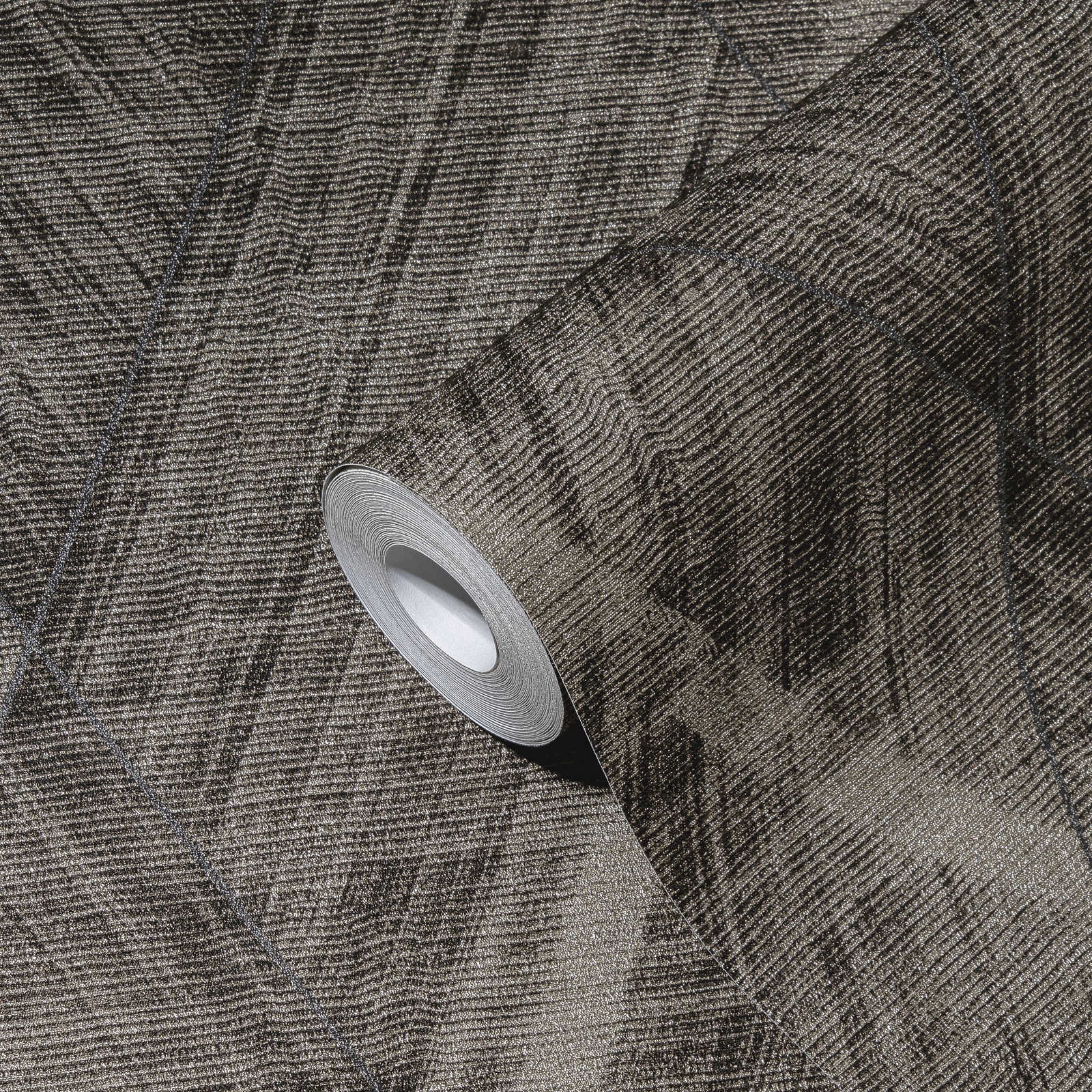             Textiloptik Tapete mit Rauten Muster – Metallic, Grau
        