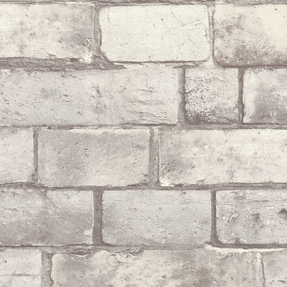             Vliestapete Ziegelmauer im 3D Design – Grau, Weiß
        