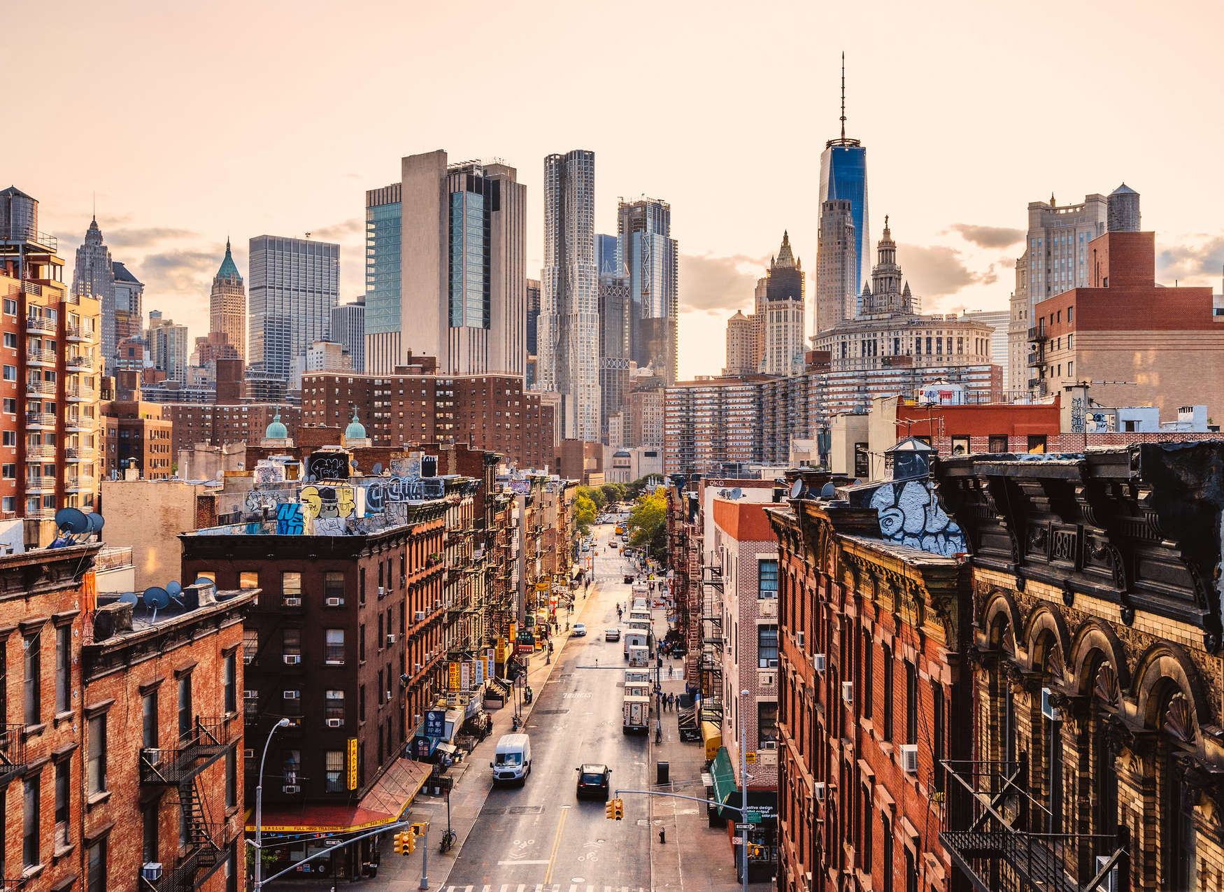             Skyline Fototapete New York – Braun, Grau, Beige
        