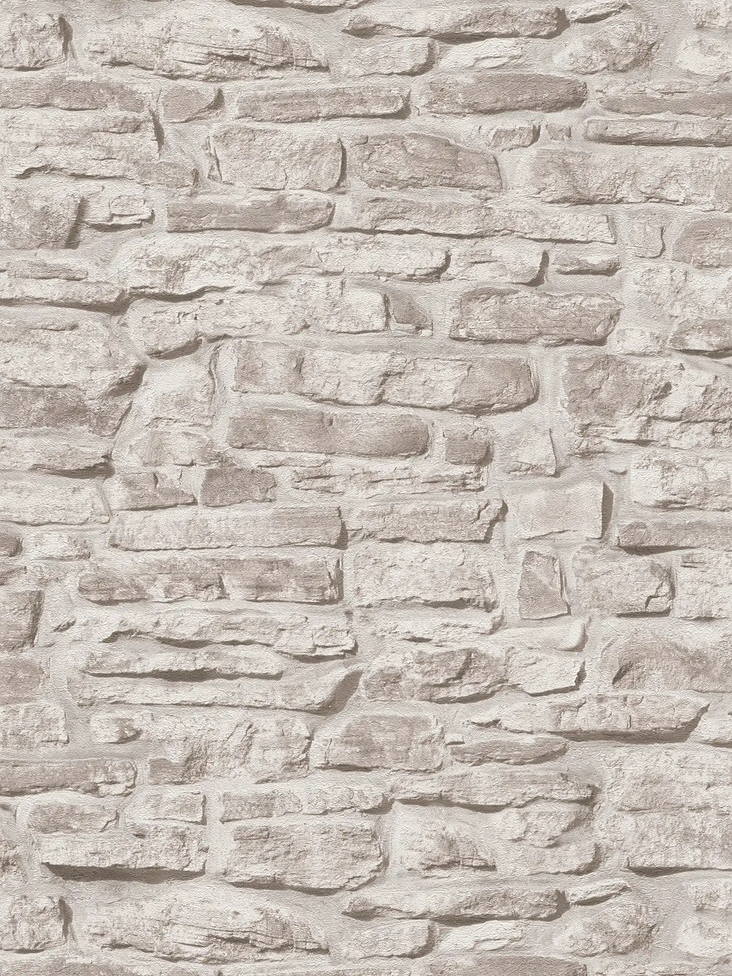 Vliestapete rustikale Steinoptik Ziegelmauer – Greige, Grau, Weiß
