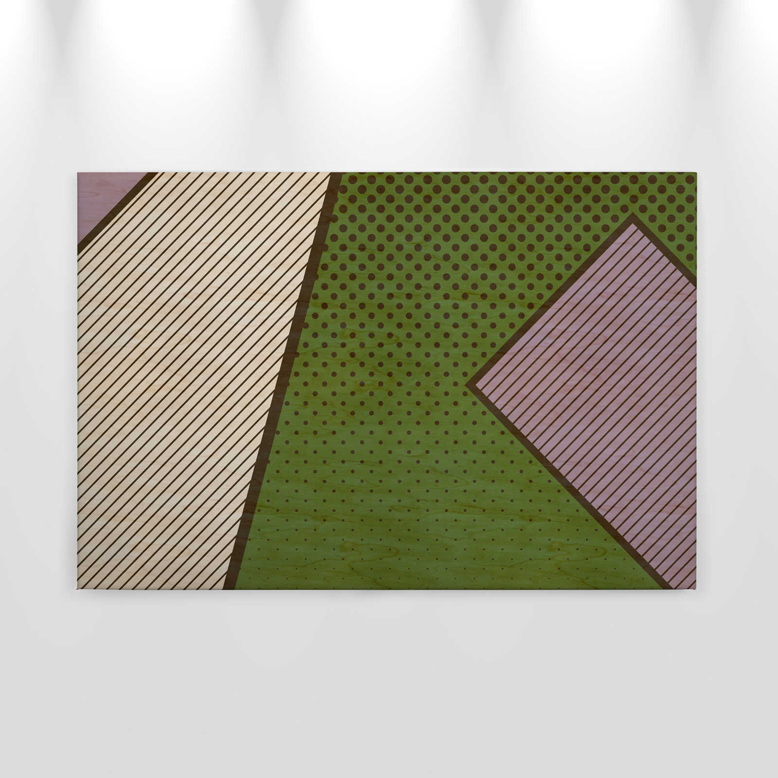             Bird gang 3 - Abstraktes Leinwandbild in Sperrholz Struktur mit bunte Farbflächen – 0,90 m x 0,60 m
        