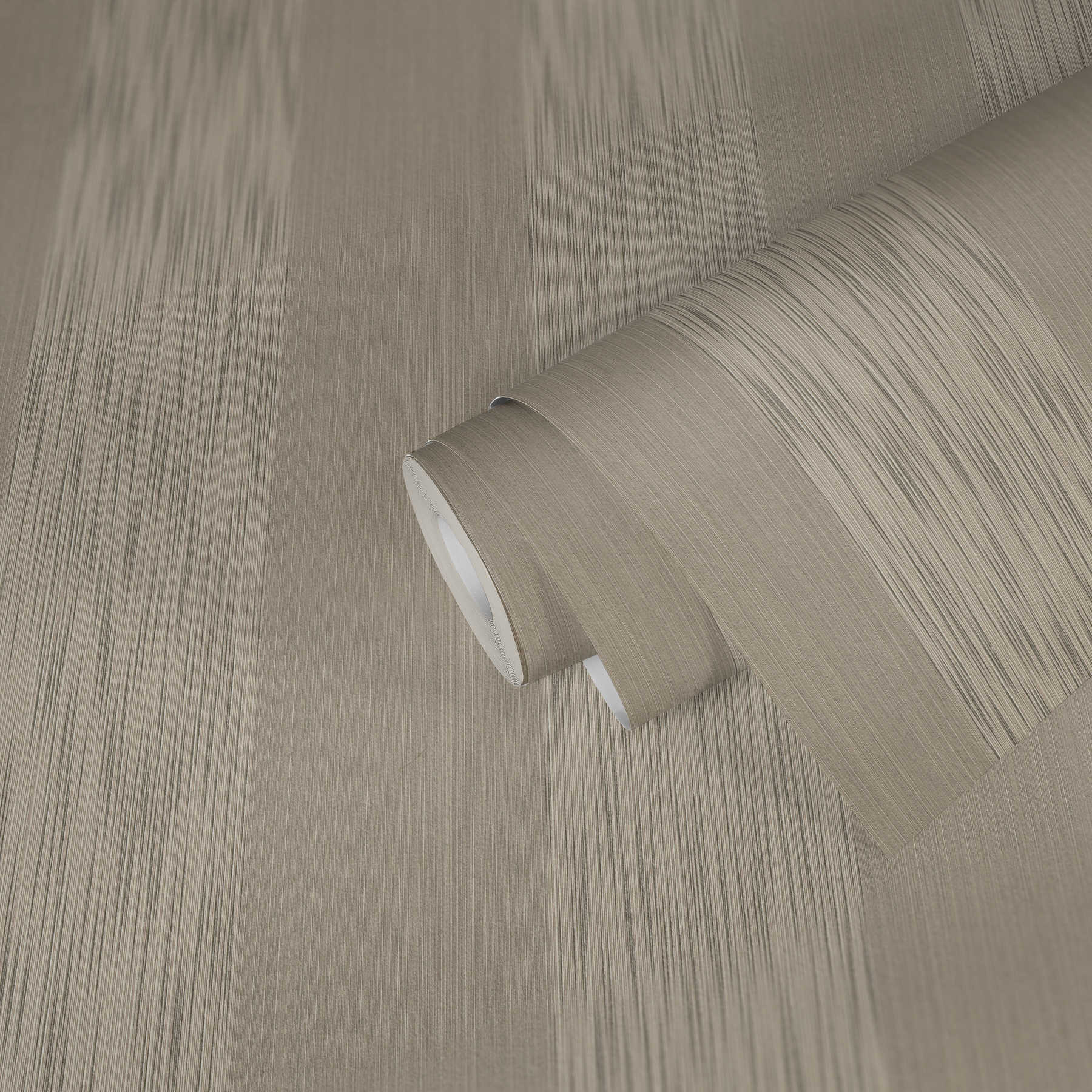             Vliestapete mit Textilstruktur & Ton-in-Ton Streifen Muster – Beige
        