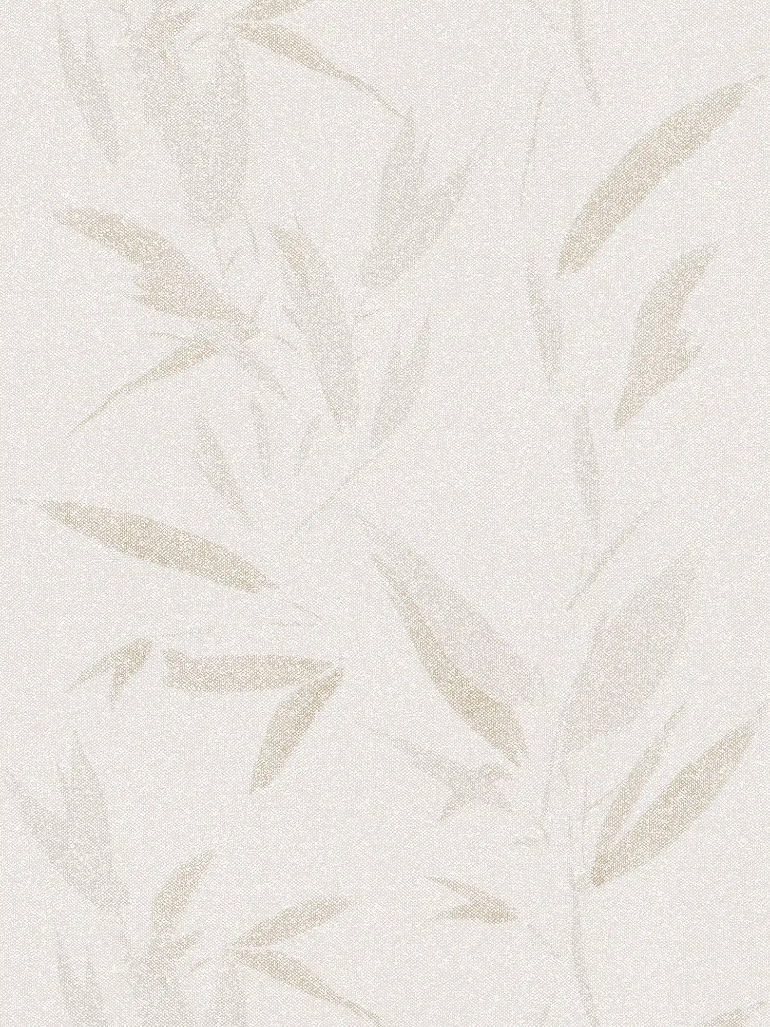 Vliestapete Blättermotiv abstrakt, Textiloptik – Creme, Beige
