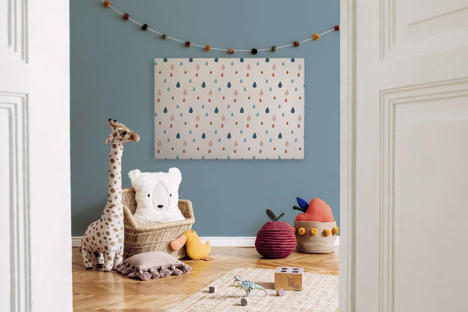             Leinwand fürs Kinderzimmer mit bunten Wassertropfen – 120 cm x 80 cm
        