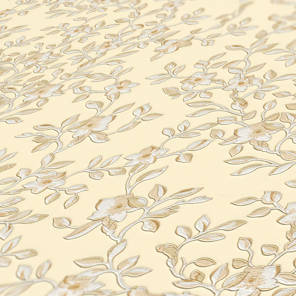             VERSACE Gold Tapete mit Blumenmuster – Metallic
        