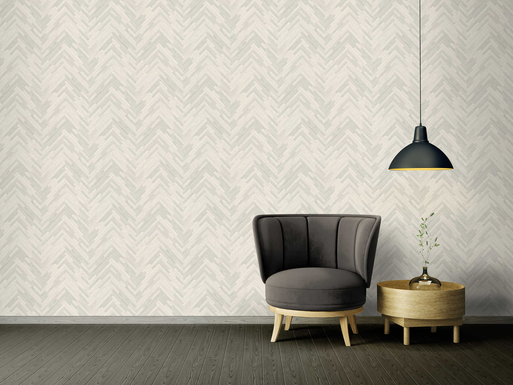             VERSACE Home Tapete elegante Holzoptik – Grau, Weiß
        