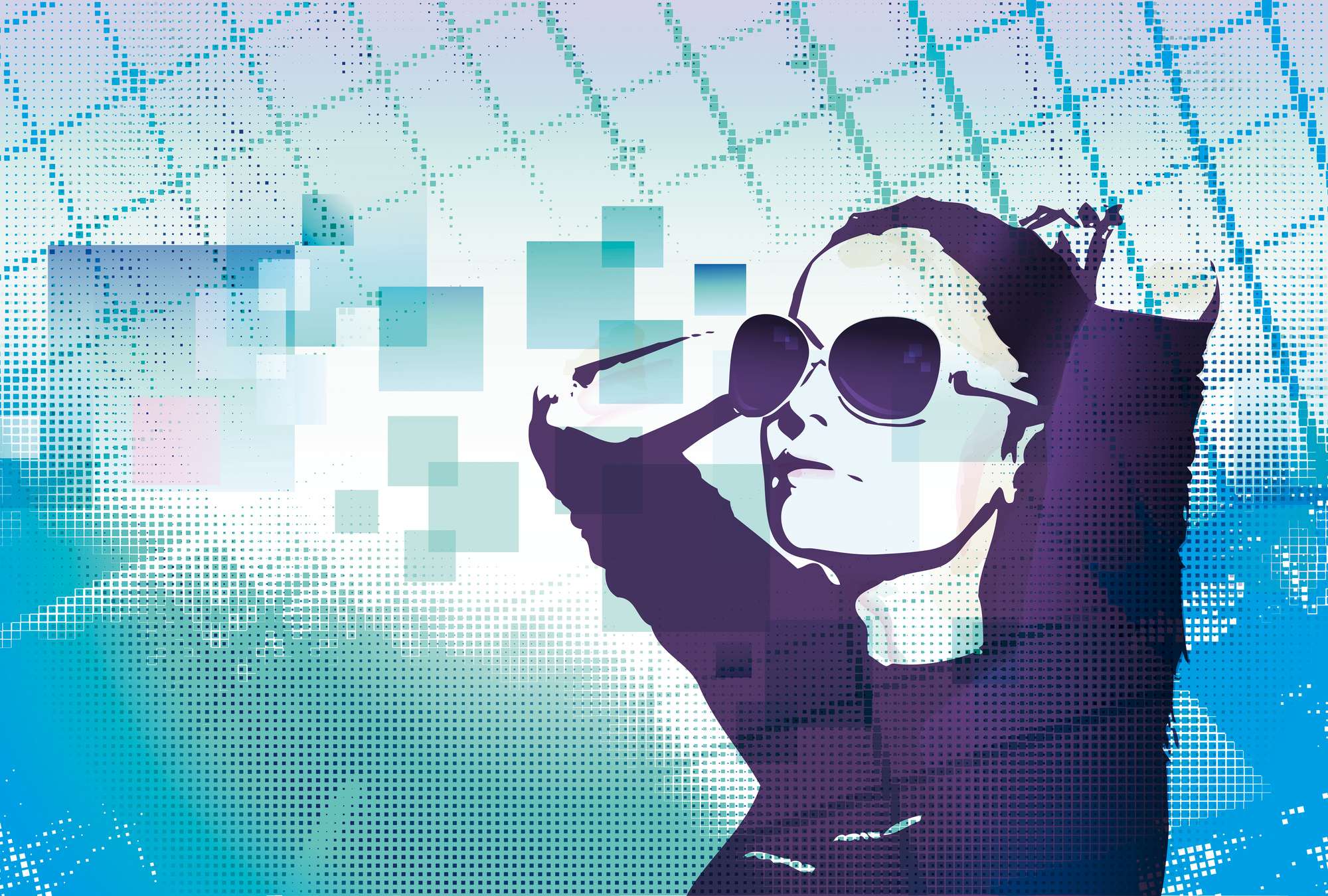             Fototapete Grafisches Design – Junge Frau mit Sonnenbrille
        