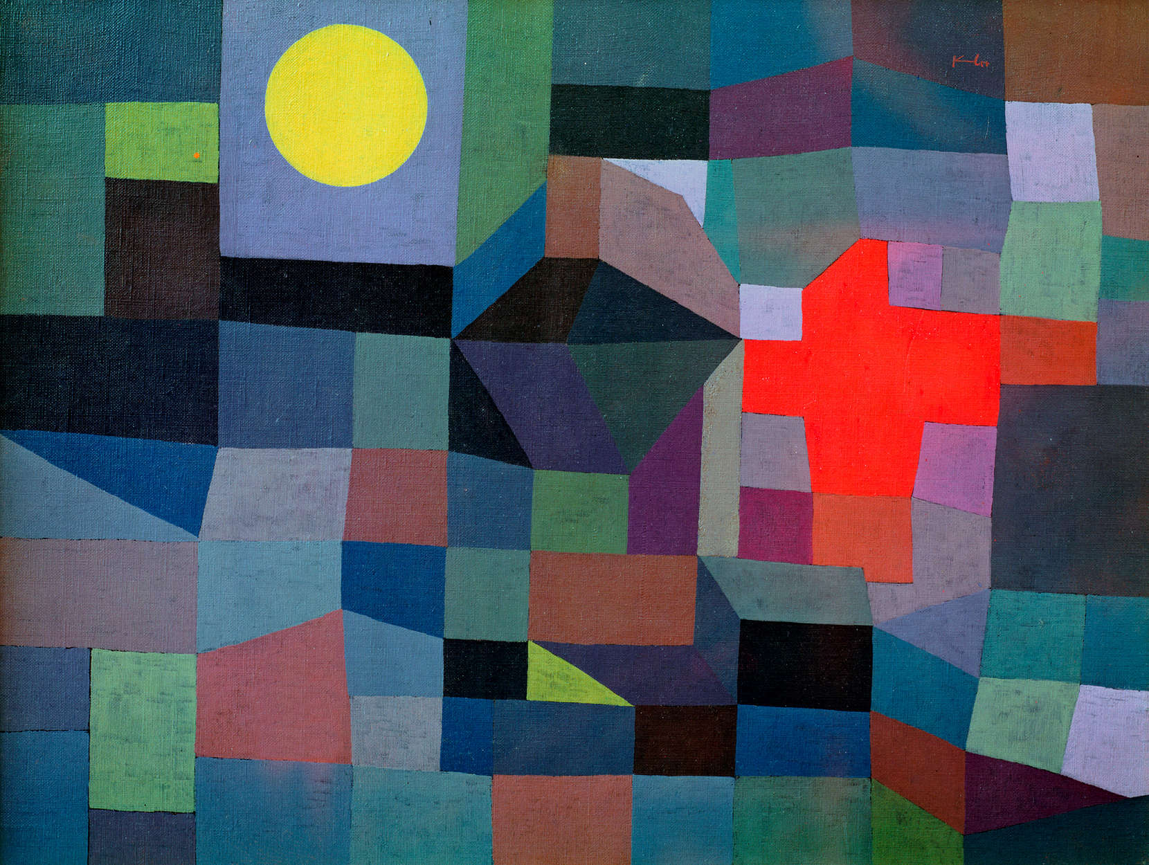             Fototapete "Feuer bei Vollmond" von Paul Klee
        
