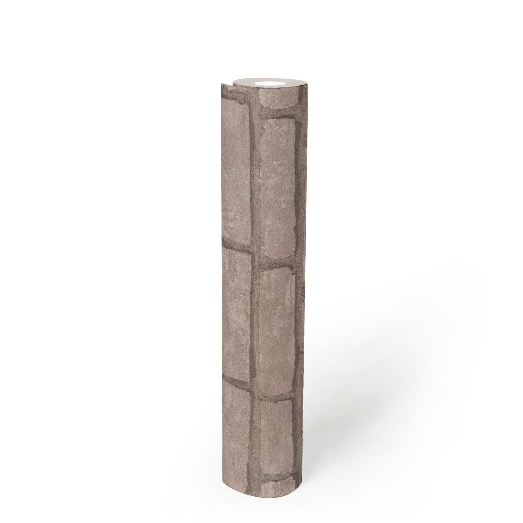             Steintapete braunes Ziegel-Mauerwerk – Grau, Beige
        