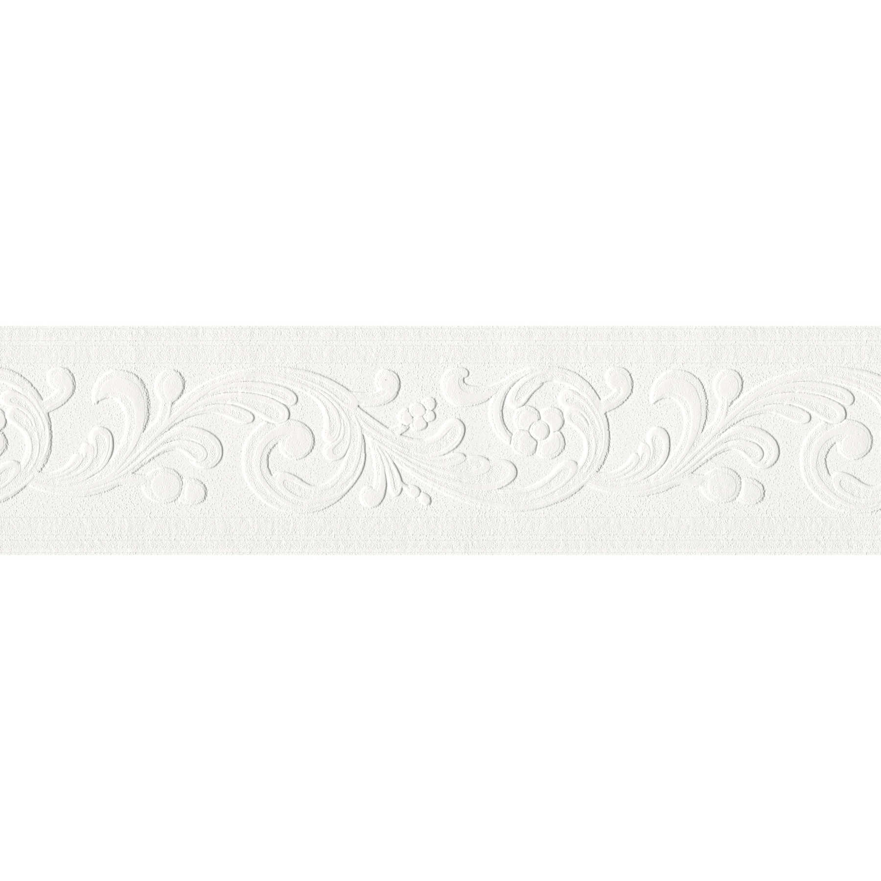        Tapetenbordüre mit Ornamentmuster & dimensionaler Struktur – Weiß
    