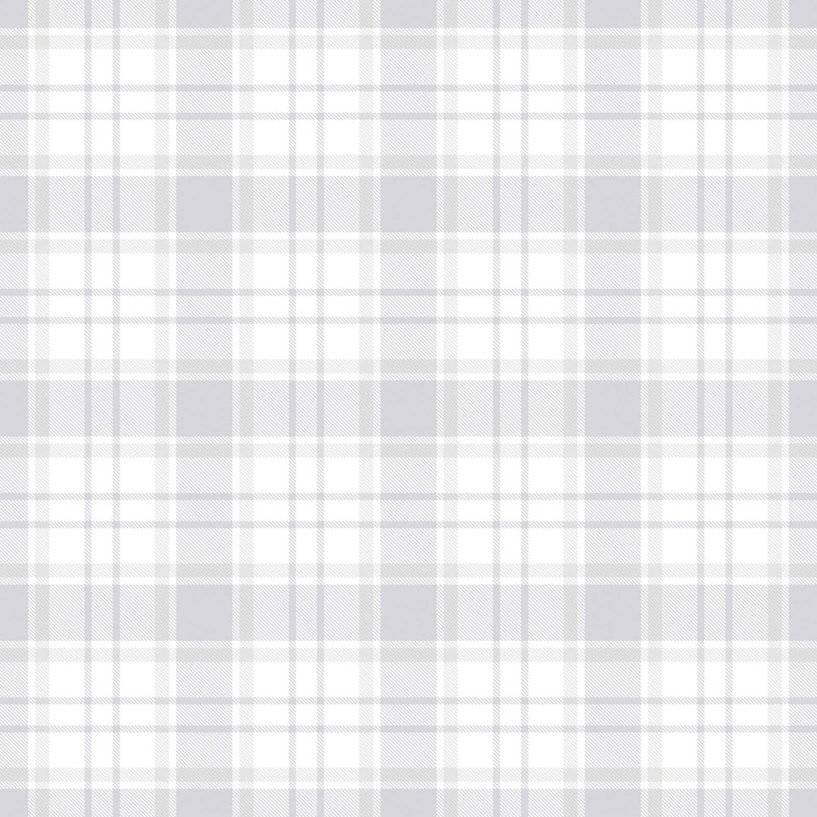 Tapete Kinderzimmer Tartan-Muster – Beige, Grau, Weiß

