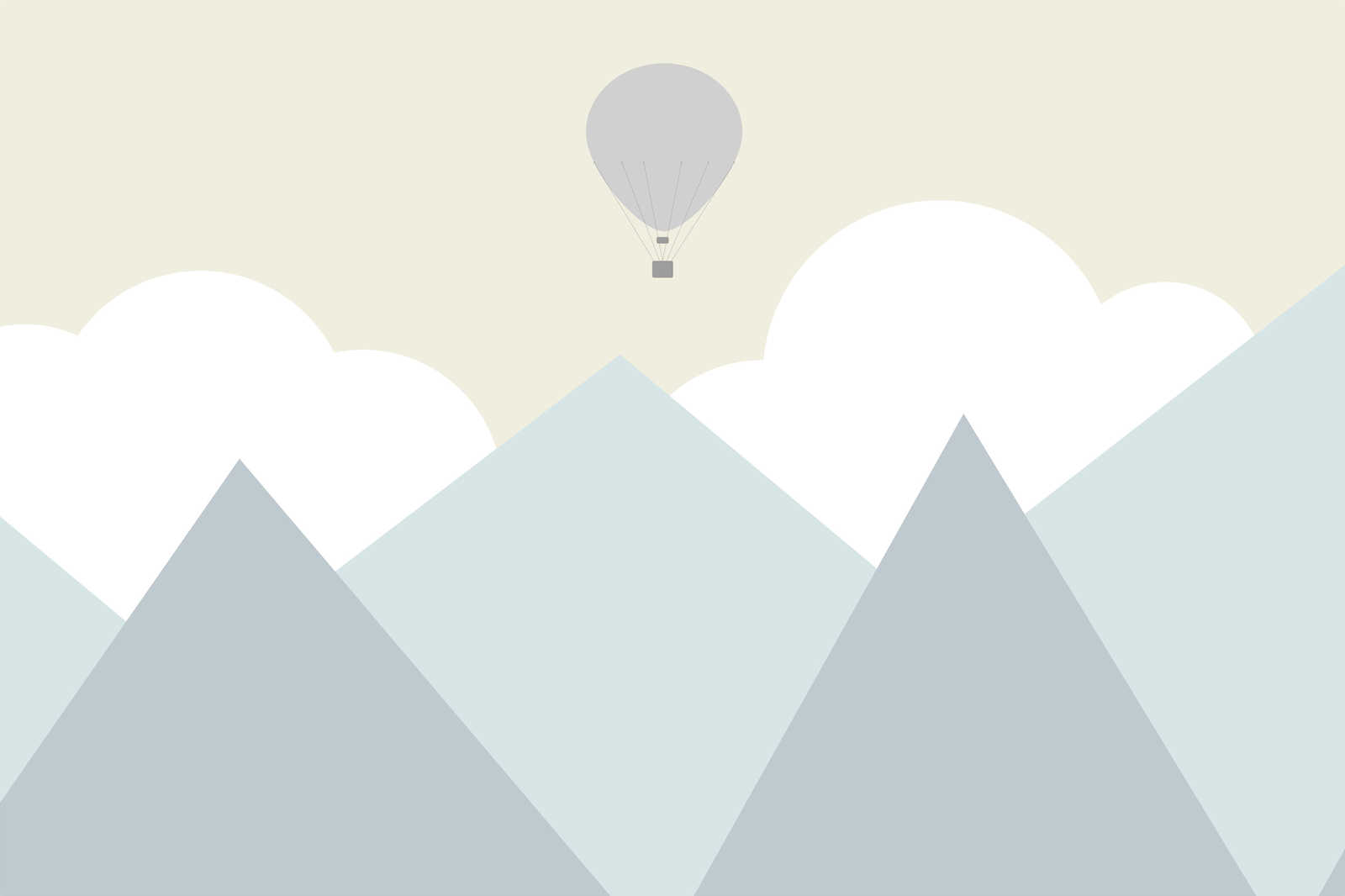             Leinwandbild Kinderzimmer Berge mit Wolken und Heißluftballon – 0,90 m x 0,60 m
        