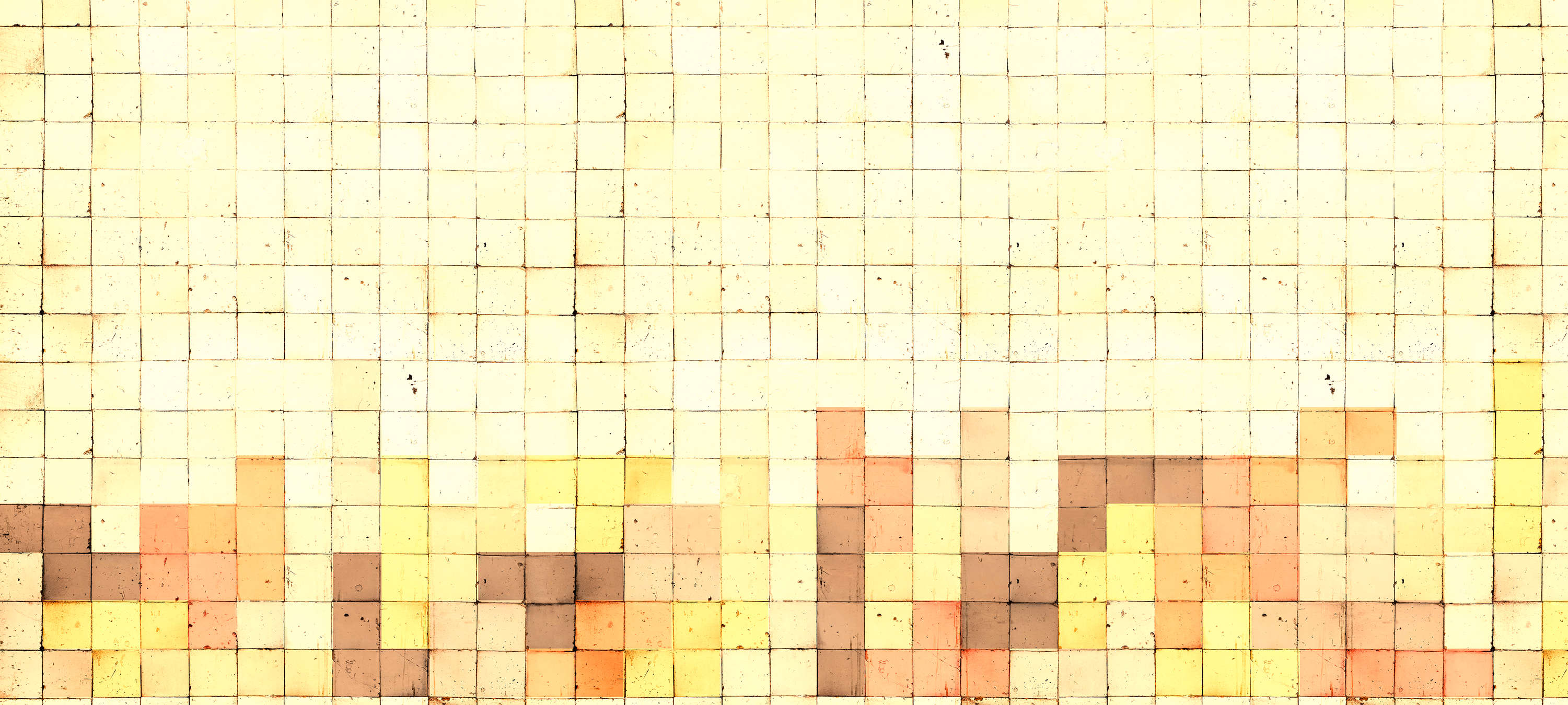             Fototapete 3D Tetris-Stil, Beton Mosaik – Gelb, Orange, Braun
        