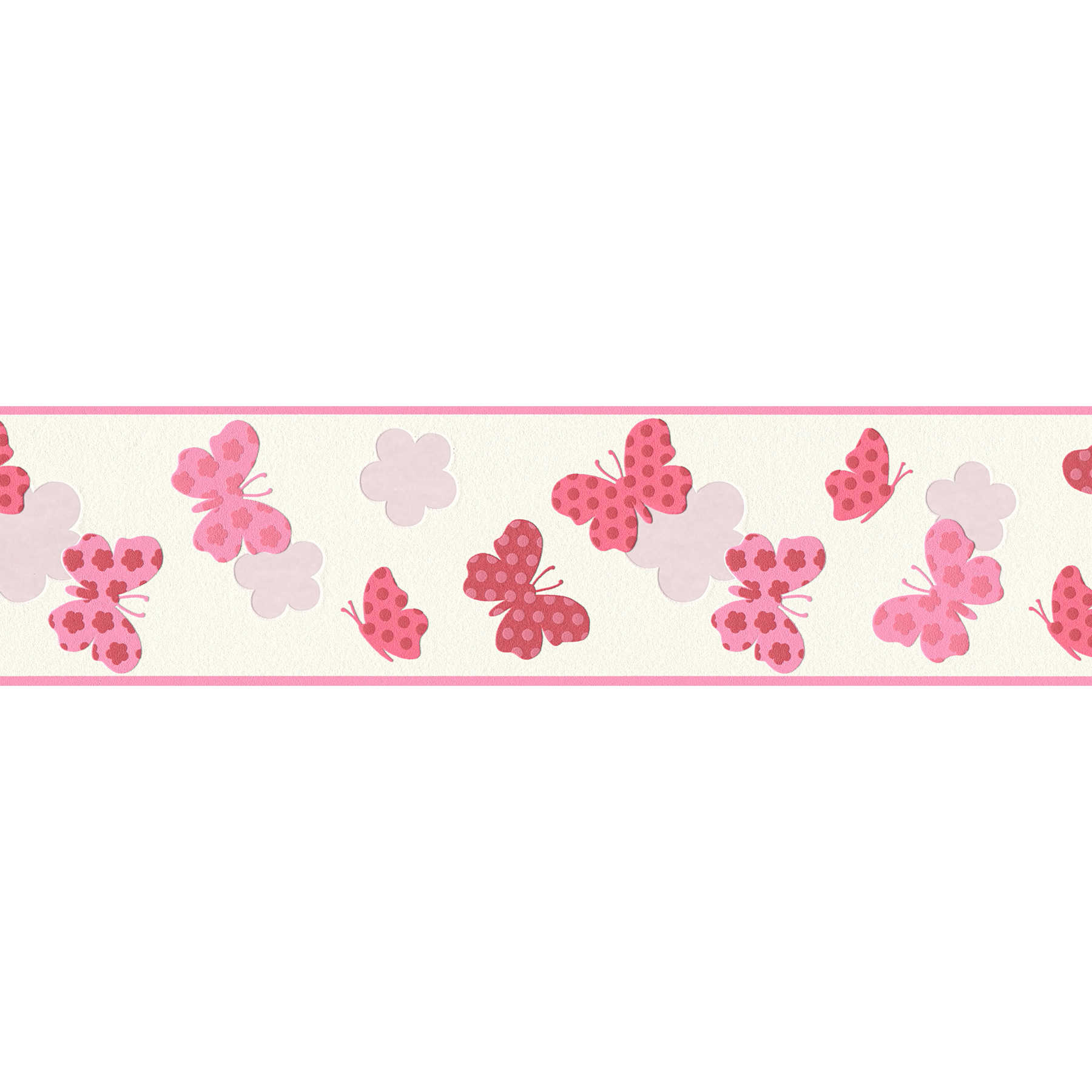 Tapetenbordüre Schmetterling für Mädchen – Rosa, Weiß
