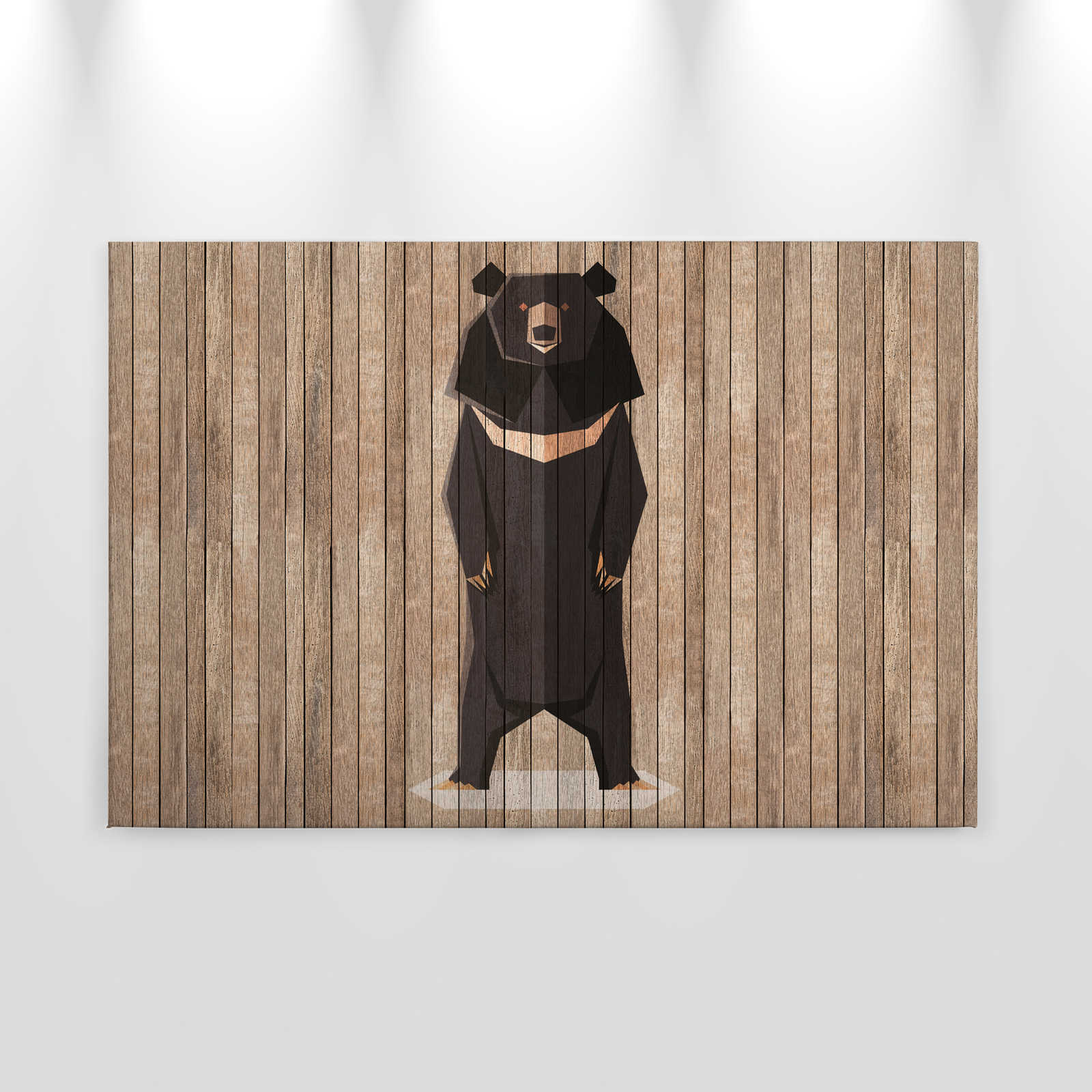             Born to Be Wild 1 - Leinwandbild Bretterwand mit Bären - Holzpaneele breit – 0,90 m x 0,60 m
        