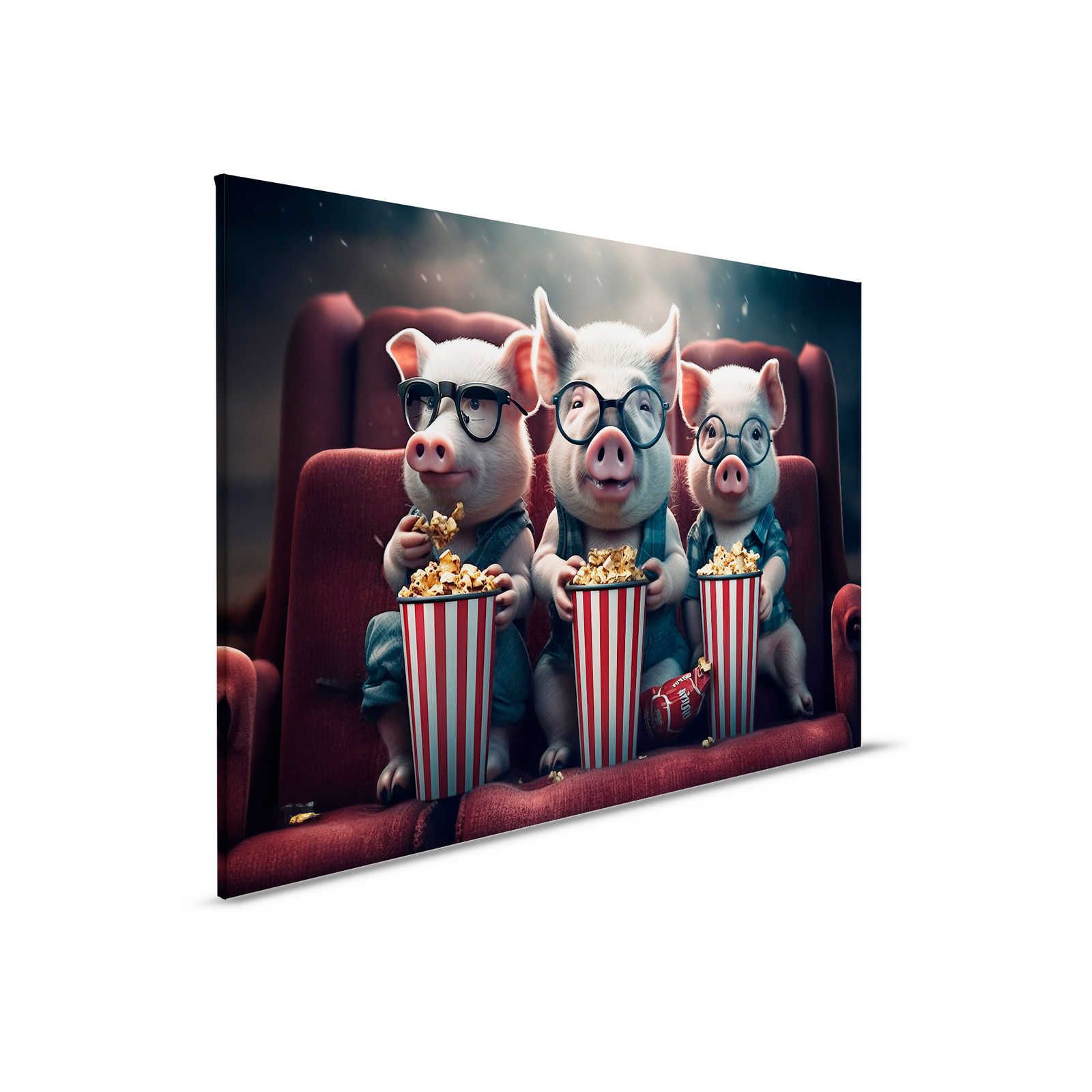 KI-Leinwandbild »popcorn pigs« – 90 cm x 60 cm
