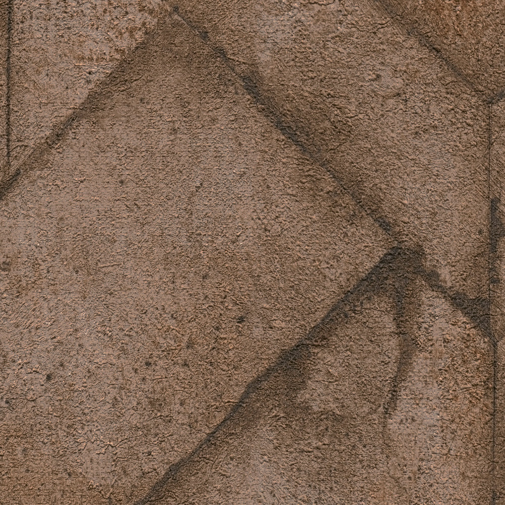             Beton Tapete Geometrie Design & Used Look – Braun, Anthrazit, Orange
        