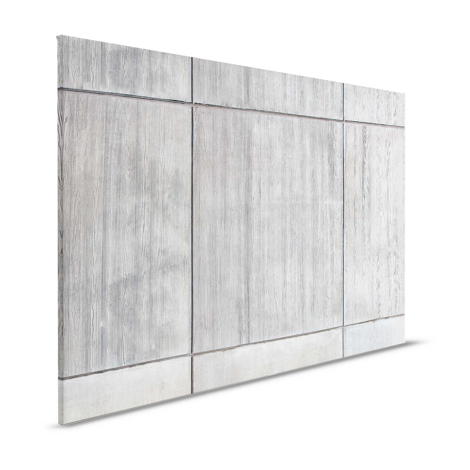 Betonplatten Leinwandbild mit Bretterschalung und Holzmaserung – 1,20 m x 0,80 m
