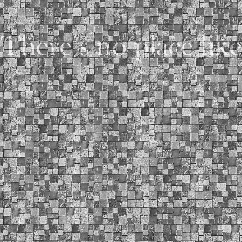         Fototapete Mosaik, graue Steinoptik & Spruch – Weiß, Grau, Schwarz
    