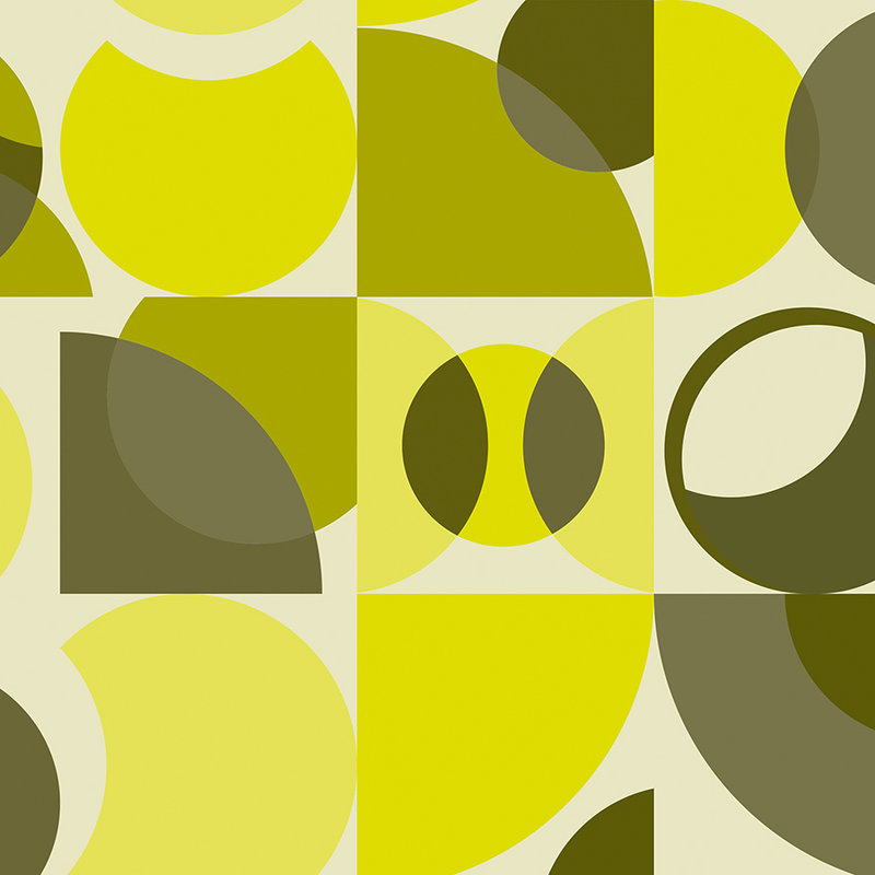 Retro Fototapete mit geometrischem Design – Gelb, Grün, Grau
