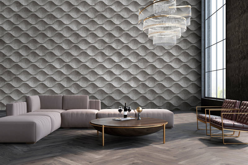             Concrete 1 - Coole 3D Beton-Wellen Fototapete – Grau, Schwarz | Premium Glattvlies
        