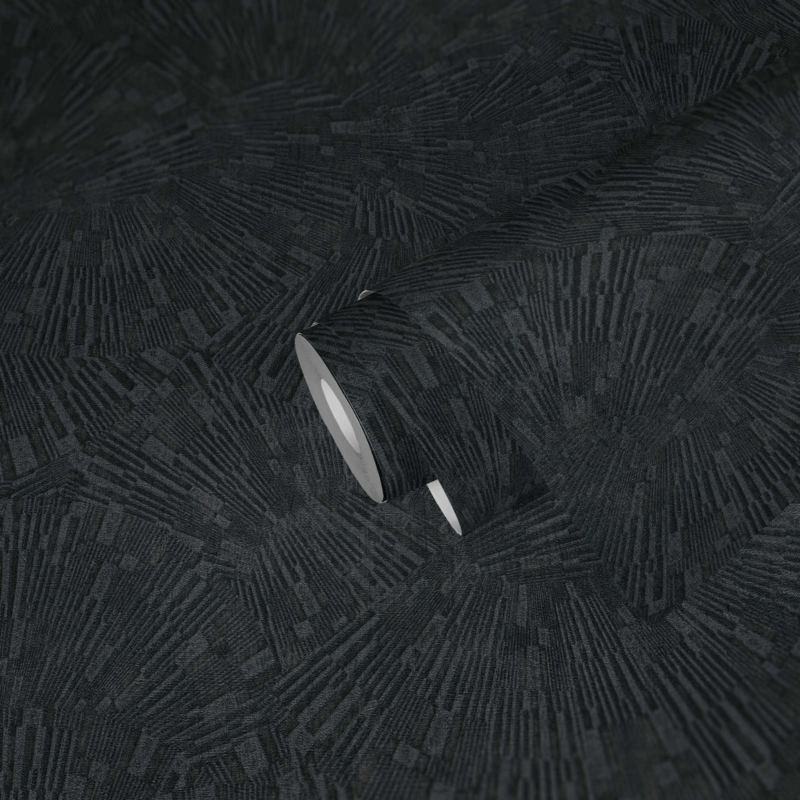             Schwarze Tapete glänzend mit Struktureffekt – Braun, Schwarz
        