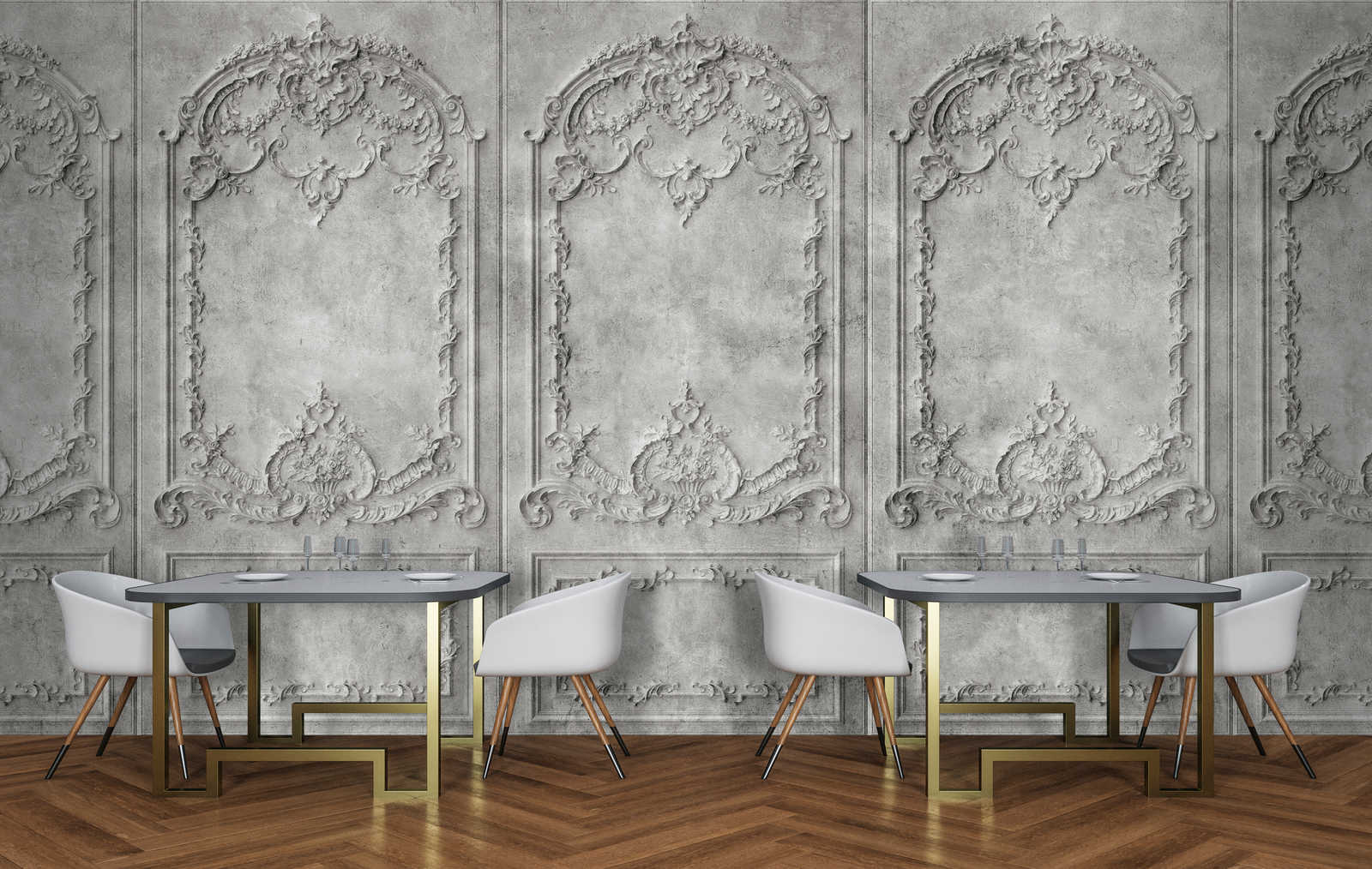            Versailles 2 – Fototapete Holz-Paneele Grau im Barock Stil
        
