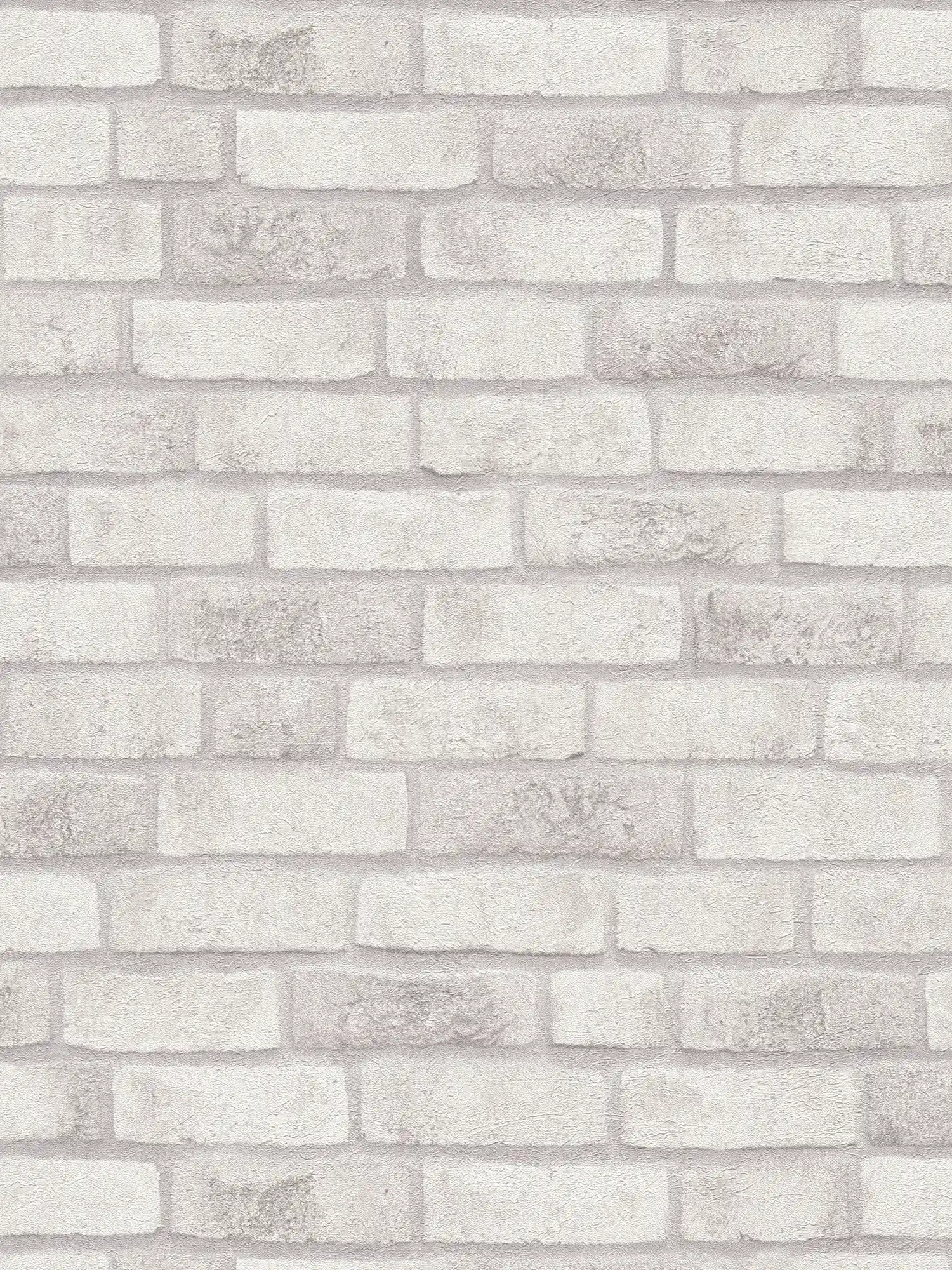 Vliestapete mit Ziegelsteinmauer – Weiß, Grau, Grau
