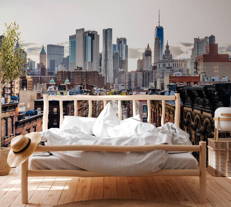             New York Fototapete mit Skyline – Braun, Grau, Weiß
        