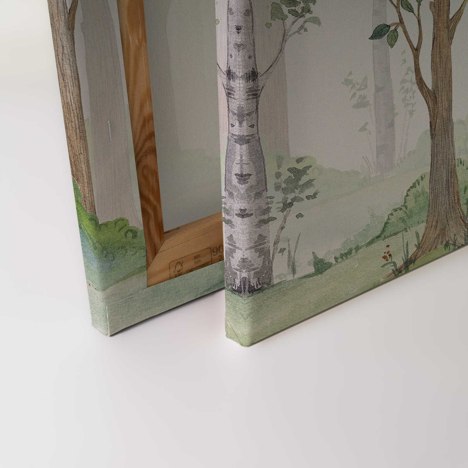             Leinwandbild mit gemaltem Wald für Kinderzimmer – 0,90 m x 0,60 m
        