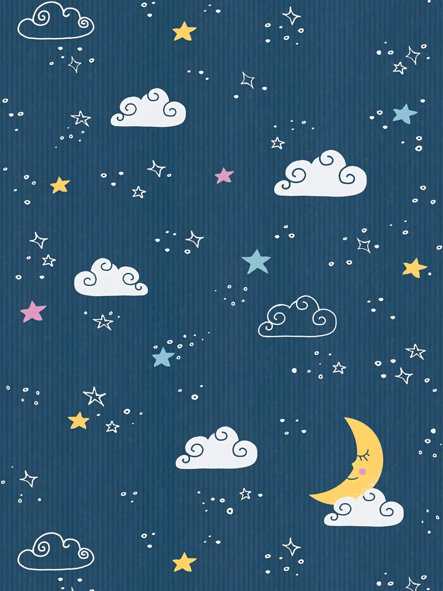 Kinderzimmer Tapete Nachthimmel – Blau, Weiß, Gelb
