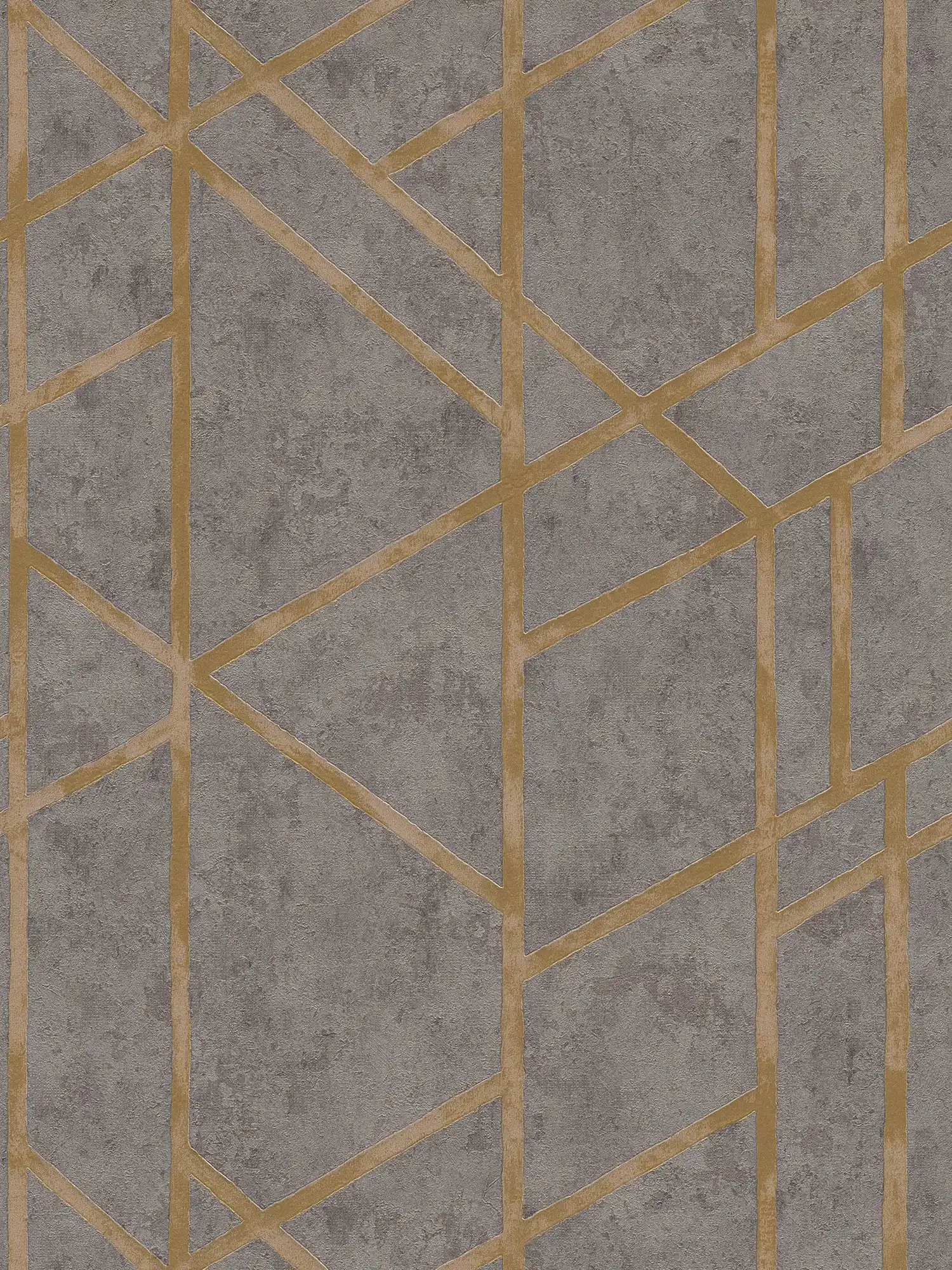 Betontapete mit goldenem Linien-Muster – Grau, Gold
