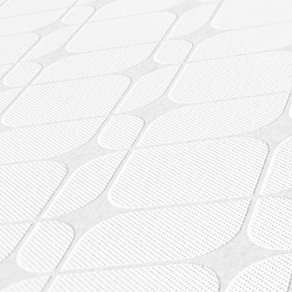             Überstreichbare Vliestapete mit grafischen Viereck Muster – Weiß
        