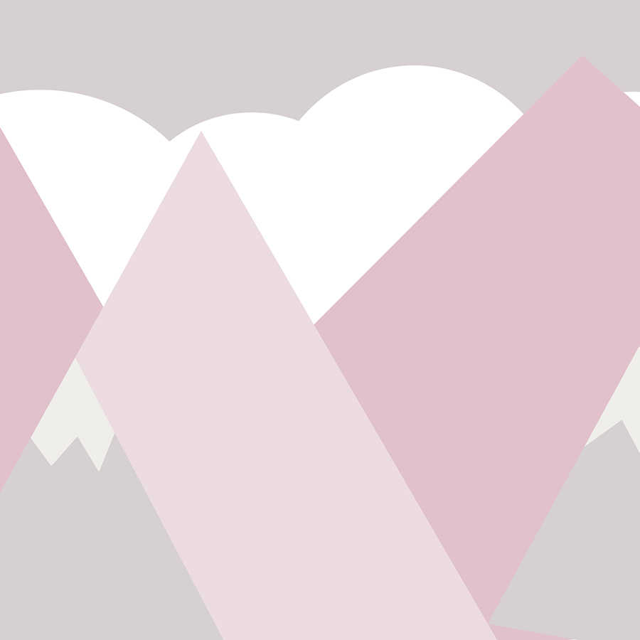 Fototapete Kinderzimmer Berge mit Wolken – Rosa, Weiß, Grau
