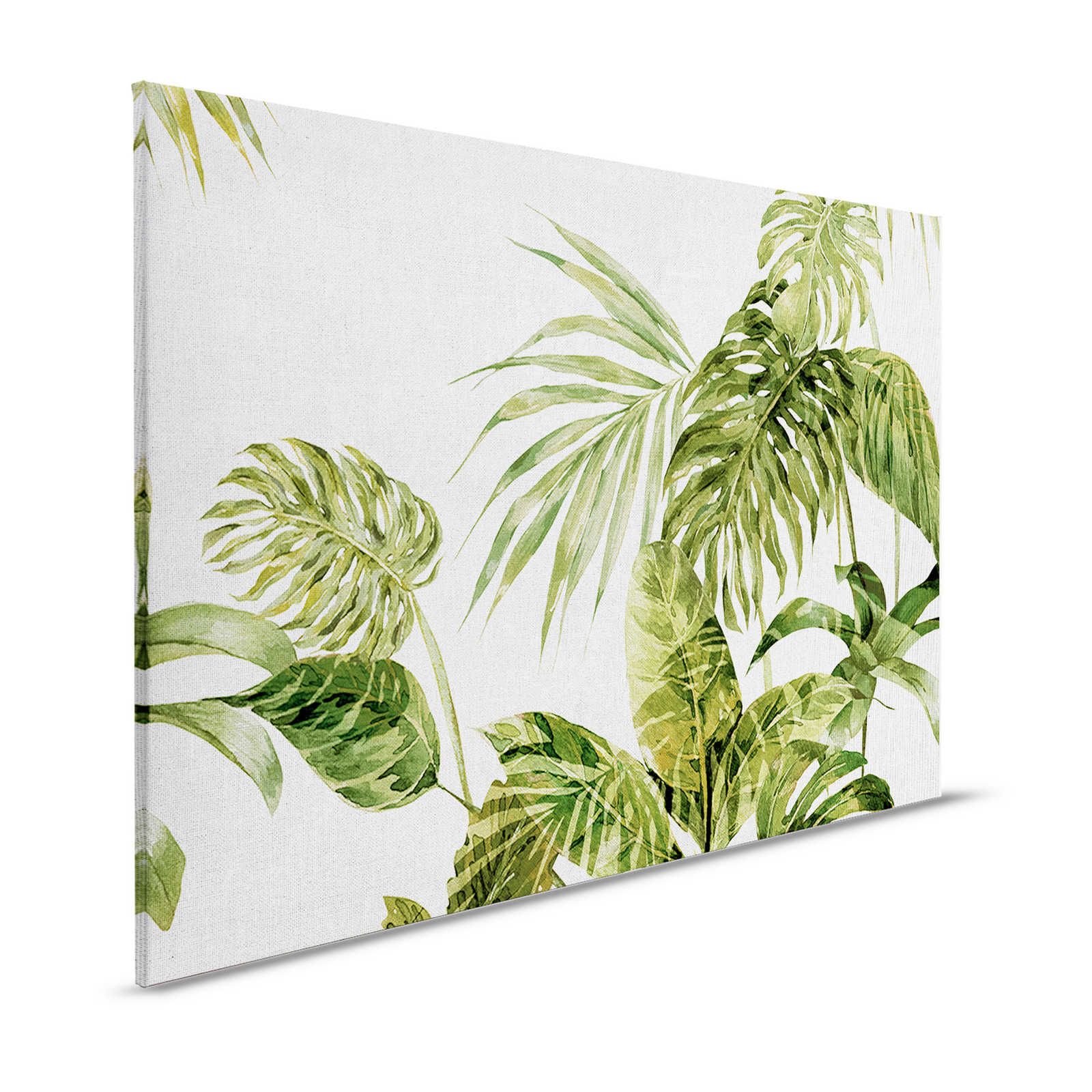 Tropisches Leinwandbild Monstera-Blättern im Aquarell Stil – 1,20 m x 0,80 m
