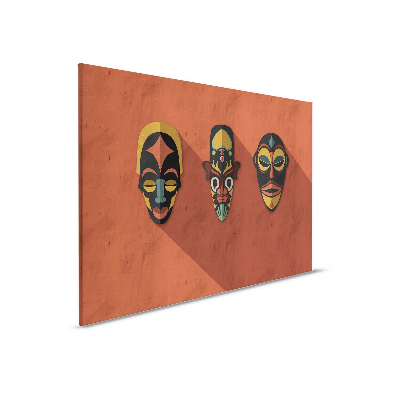         Zulu 2 - Leinwandbild Terrakotta Orange, Afrika Masken Zulu Design – 0,90 m x 0,60 m
    