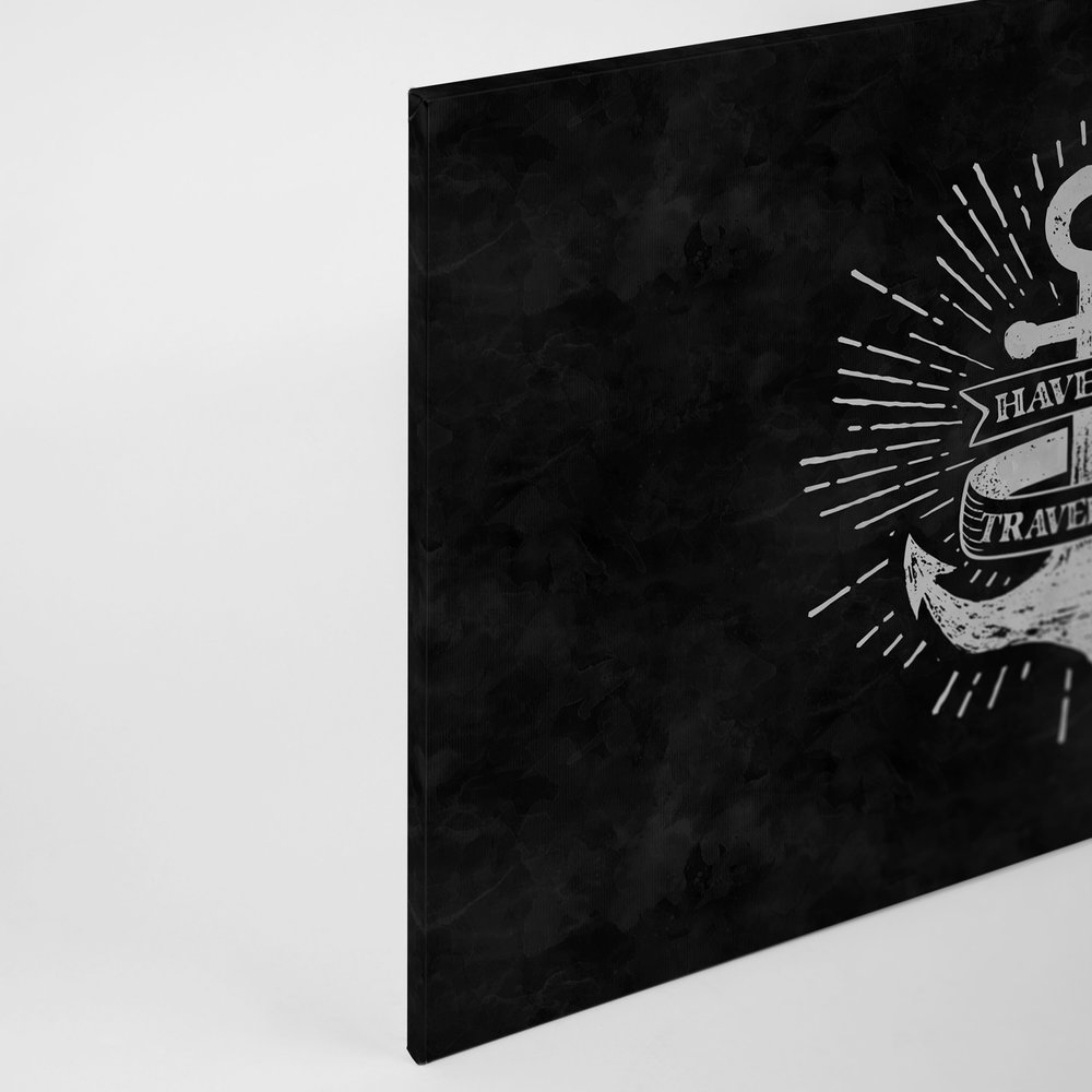             Schwarz-Weißes Leinwandbild Anker Design im Kreidetafel-Look – 0,90 m x 0,60 m
        