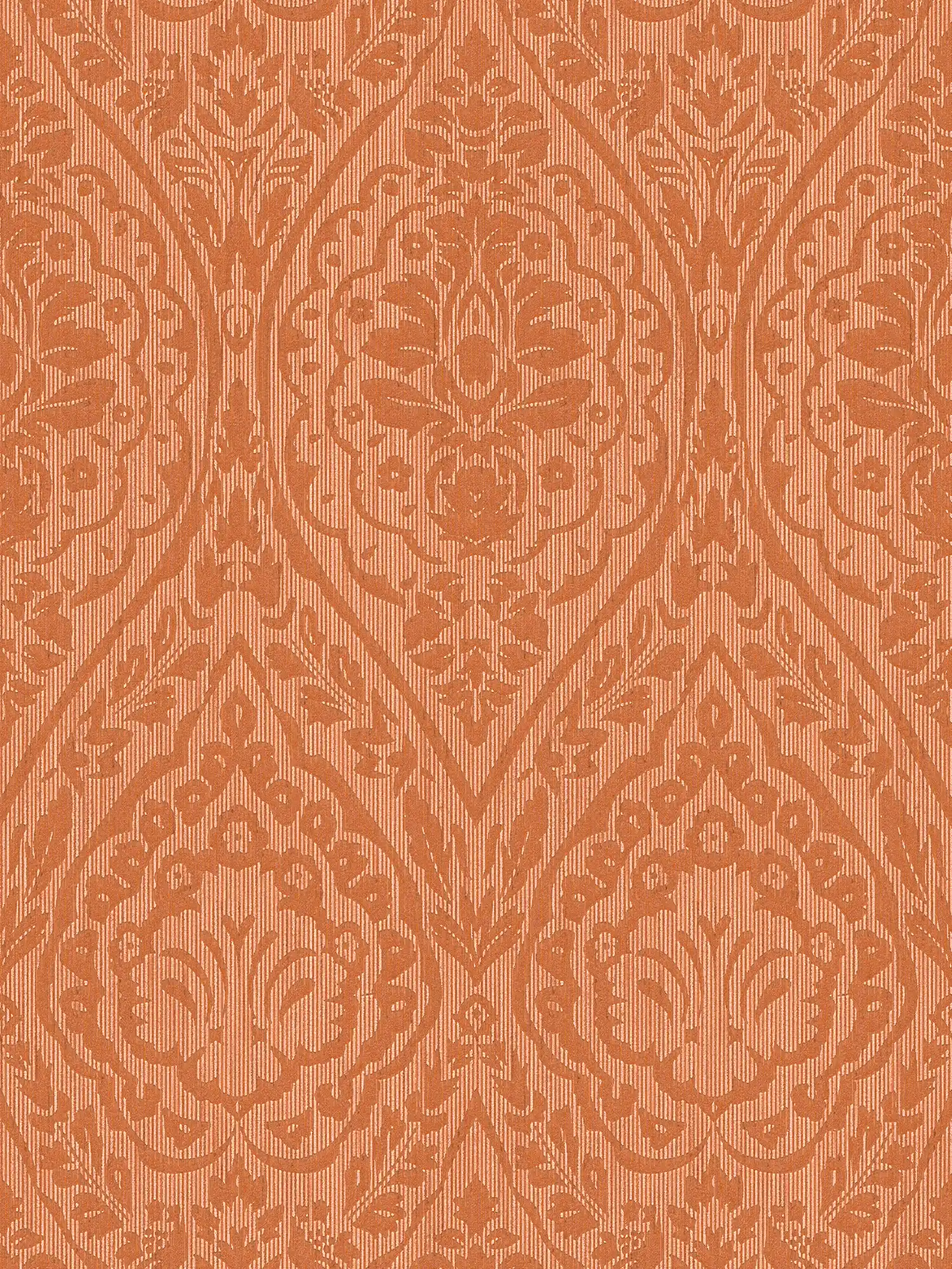         Tapete florales Ornamentmuster mit dimensionalem Struktureffekt – Orange
    