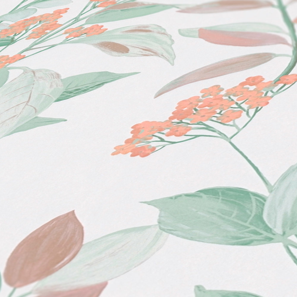             Vliestapete mit Blumenmuster – Bunt, Grün, Weiß
        