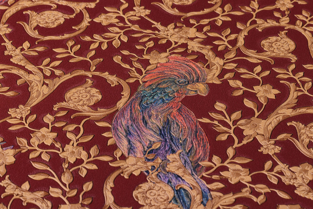             VERSACE Home Tapete Paradies-Vögel & goldene Akzente – Bronze, Rot, Braun
        