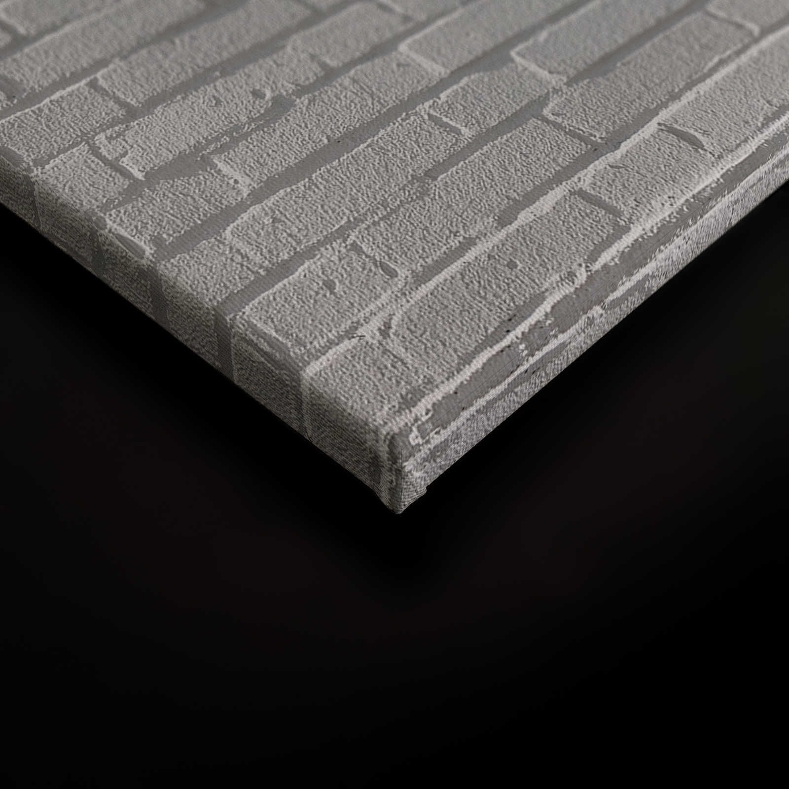             Leinwandbild graue Ziegelmauer in 3D Look – 0,90 m x 0,60 m
        