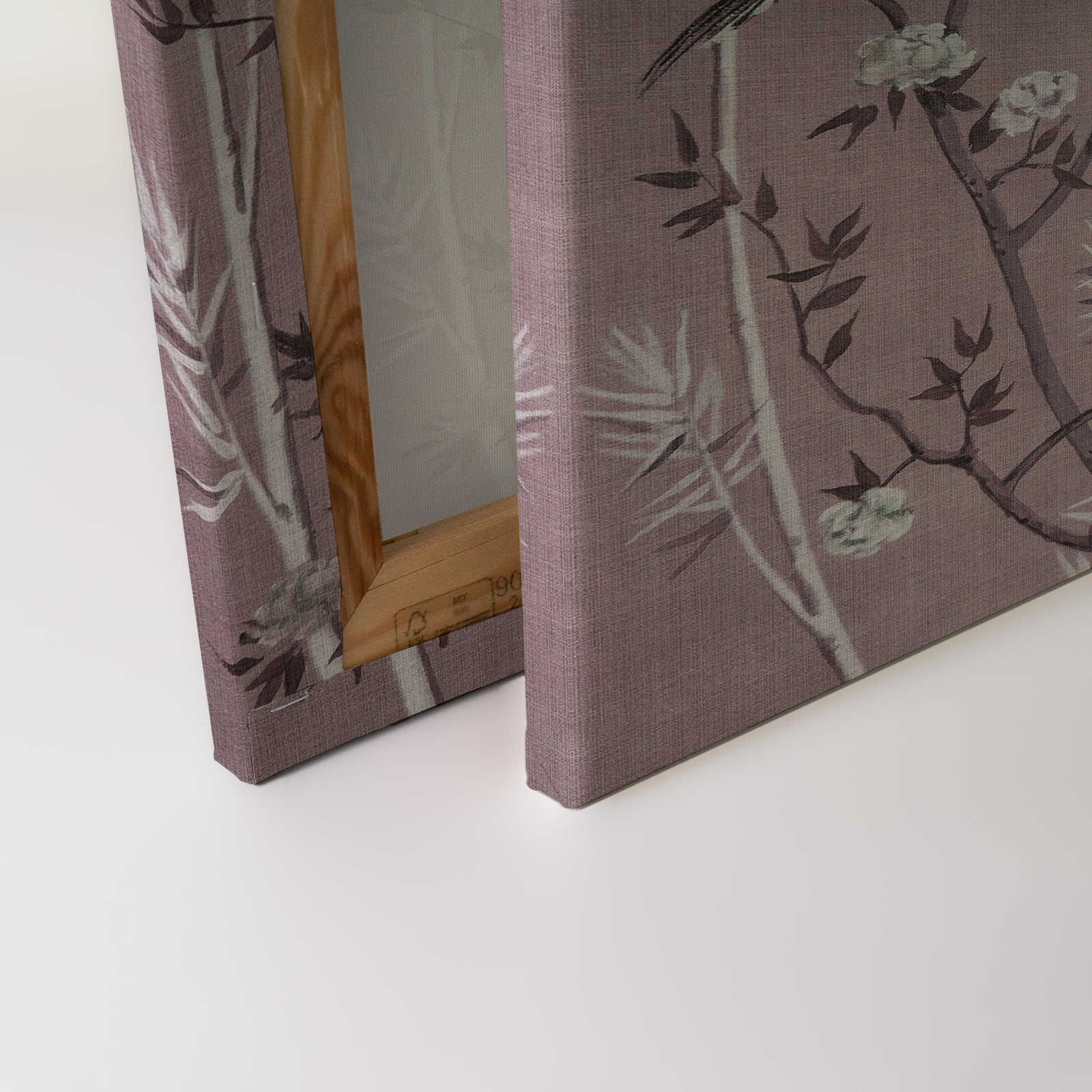             Tea Room 3 - Leinwandbild Vögel & Blüten Design in Rosa & Weiß – 0,90 m x 0,60 m
        