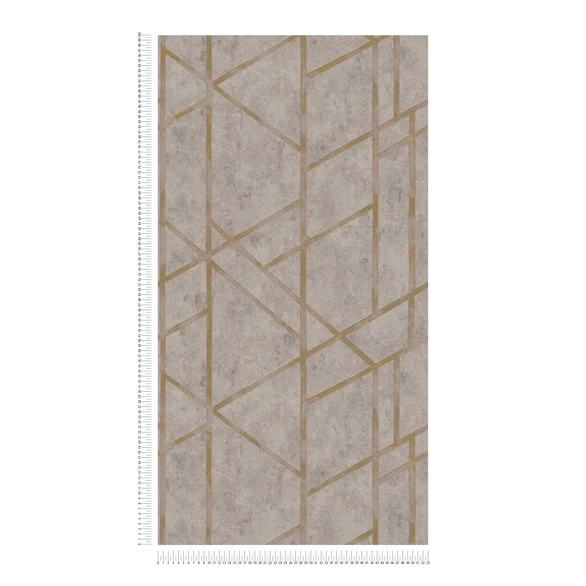             Betontapete mit goldenem Linien-Muster – Gold, Beige, Grau
        