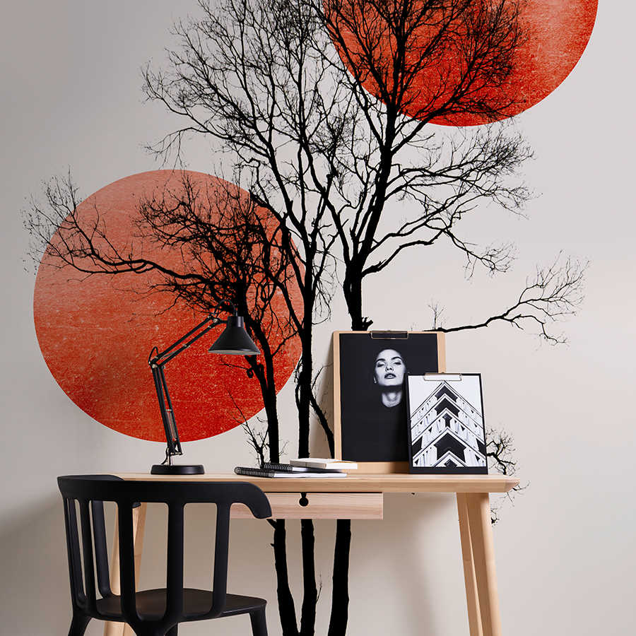         Fototapete Baum mit Farbakzent im minimalistischen Stil
    