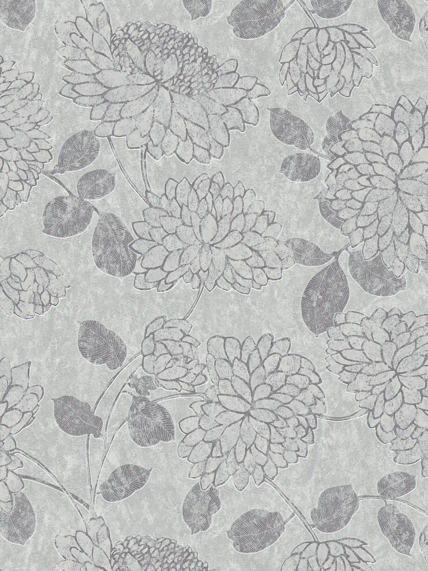Vliestapete mit Blumenmuster und Glanz-Effekt – Hellgrau, Silber
