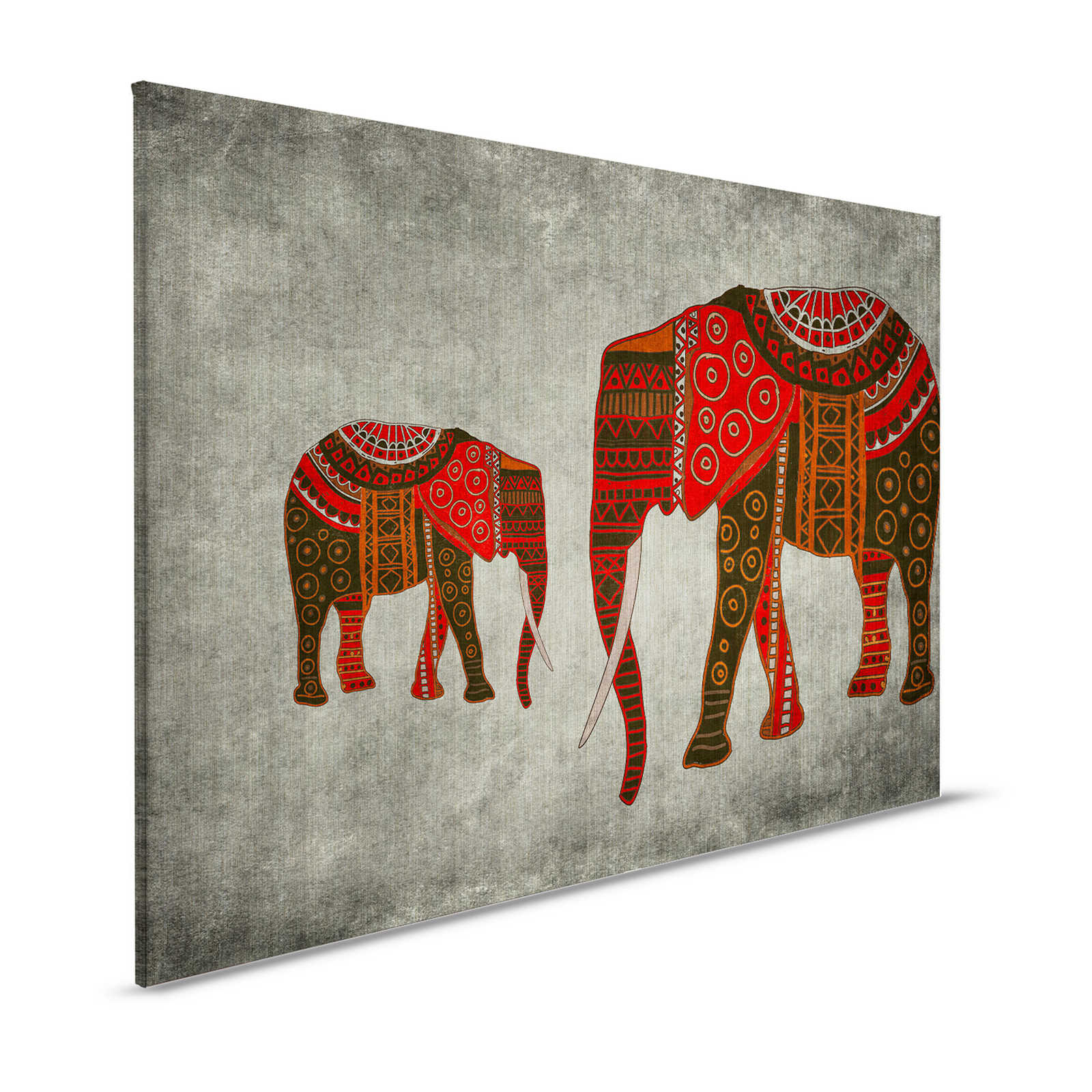 Nairobi 4 - Elefanten Leinwandbild mit Ethno Mustern – 1,20 m x 0,80 m
