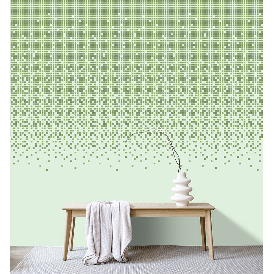 Fototapete »pixi mint« - Mosaikmuster mit Pixel-Stil – Grün | Leicht strukturiertes Vlies

