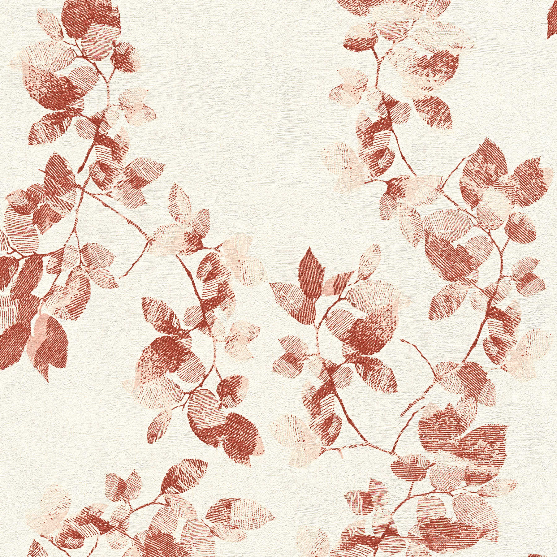         Blätterranken Tapete abstraktes Design – Creme, Rot
    